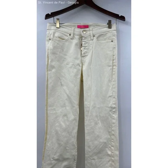 Lilly Pulitzer Button Fly Chino Pants Women's Size 4 Cream Boho Preppy - Picture 2 of 9